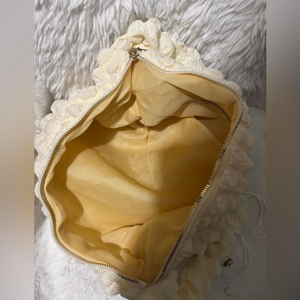 Cream Textured bag with Ruffled Straps - Picture 3 of 3